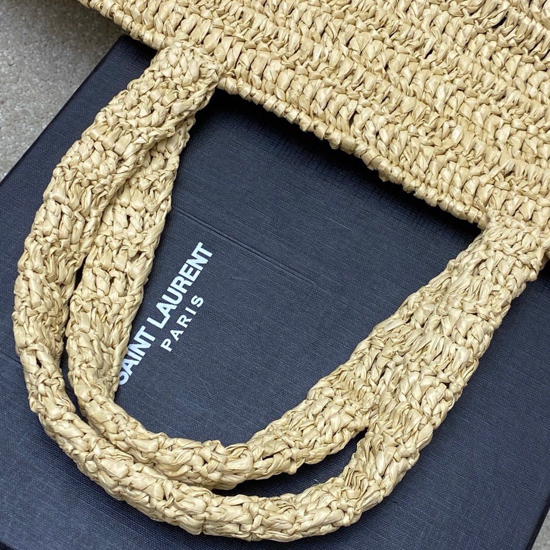 Saint Laurent Rive Gauche Supple Tote Bag In Raffia Crochet 38Cm