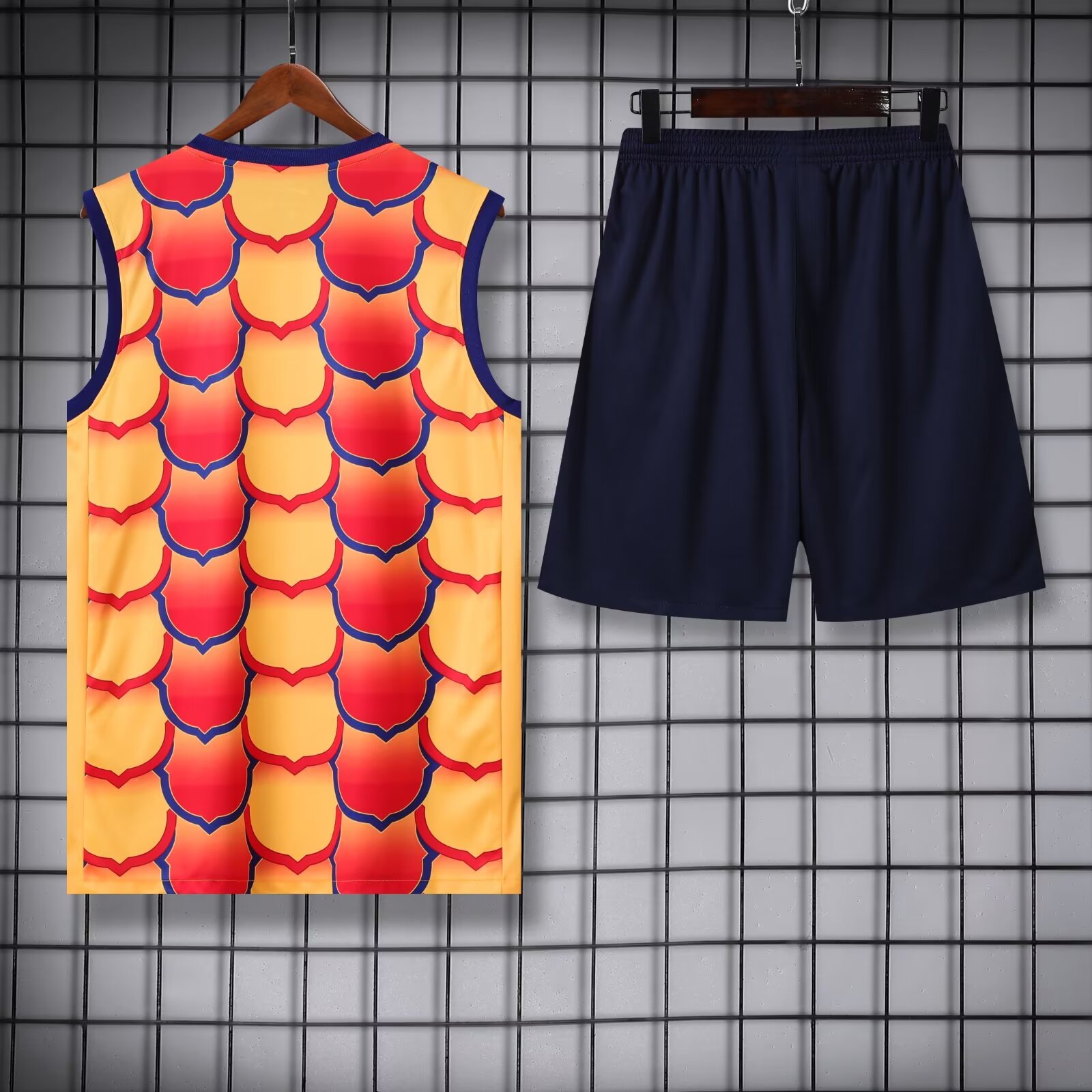 2024/2025 Barcelona pre-match training Yellow-Red Jersey+Shorts 1:1 Thai Quality