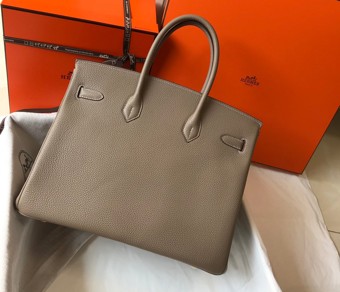 Hermes Birkin 35Cm Bag Khaki Togo Gold Hardware