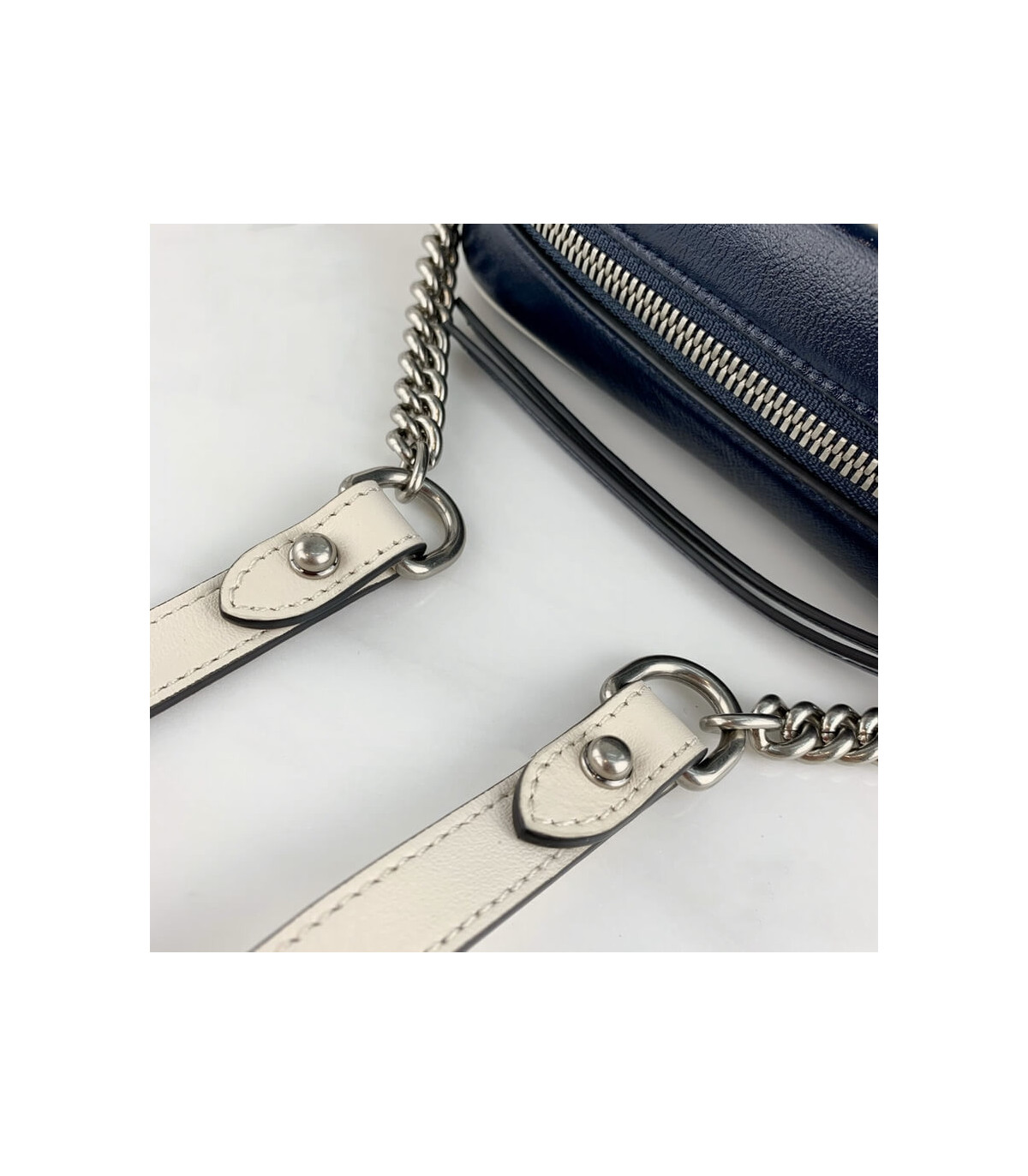 Gucci Diagonal GG Marmont Mini Bag Blue/White