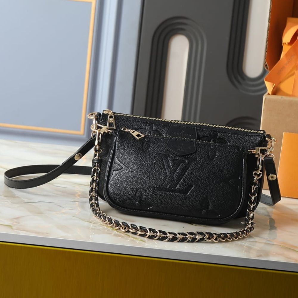 Louis Vuitton Multi Pochette Accessoires Monogram Empreinte Black 25Cm M80399