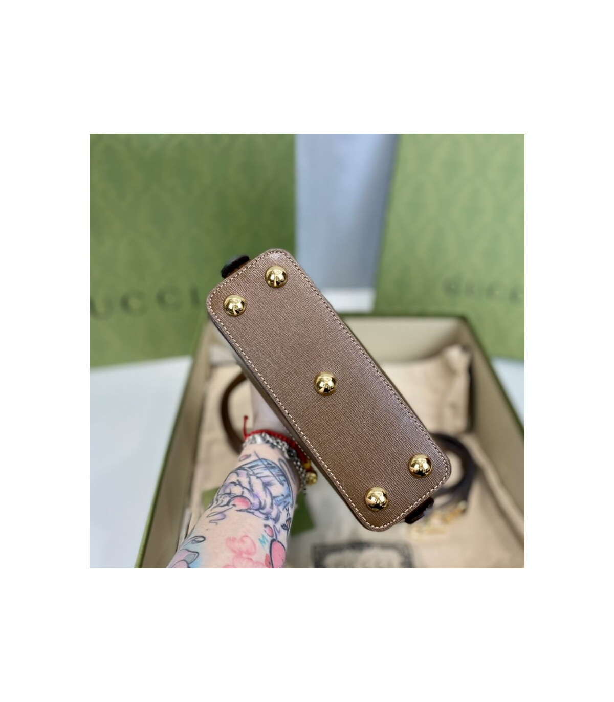 Gucci Horsebit 1955 Mini Top Handle Bag In Brown GG Supreme Canvas 20cm/ 7.9in