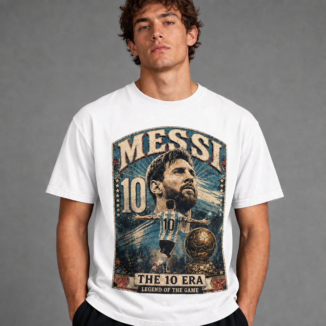 Messi World Cup Printed T-Shirt Unisex Loose Fit T-Shirt 100% Cotton Soft Comfortable Summer Casual Printed Top