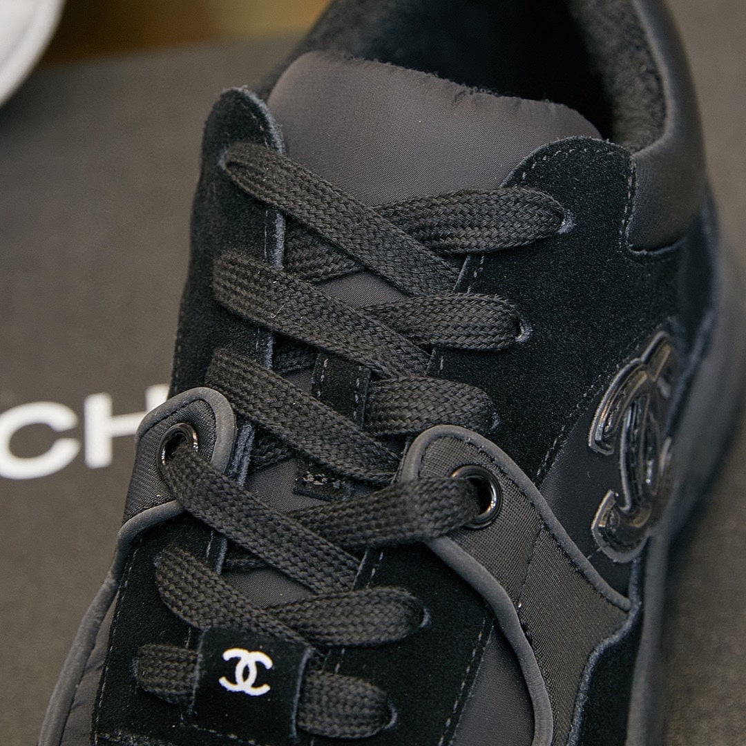 Chanel Suede Reflective Sneakers Black