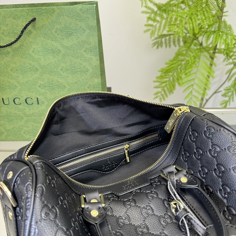 Gucci Tote Bag Canvas Leather Crossbody Handbag Black 33cm