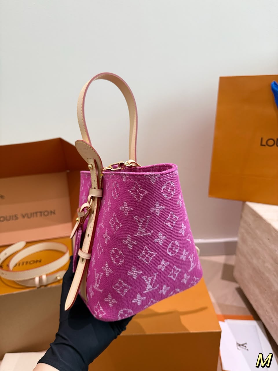 Louis Vuitton All In BB Bag Fuchsia Denim Fabric 16cm M27626