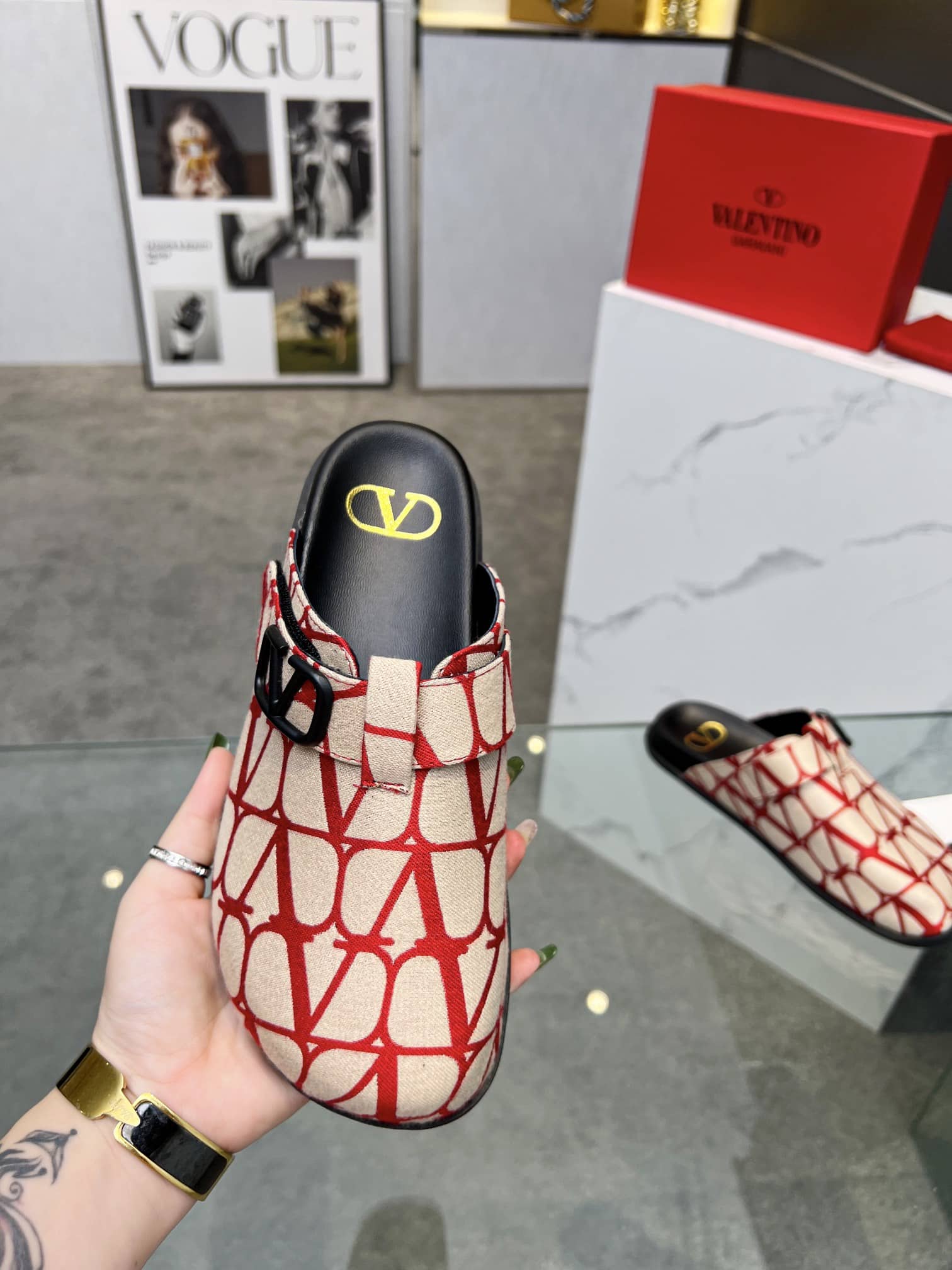 Valentino Garavani Toile Iconographe VLogo Clog Red