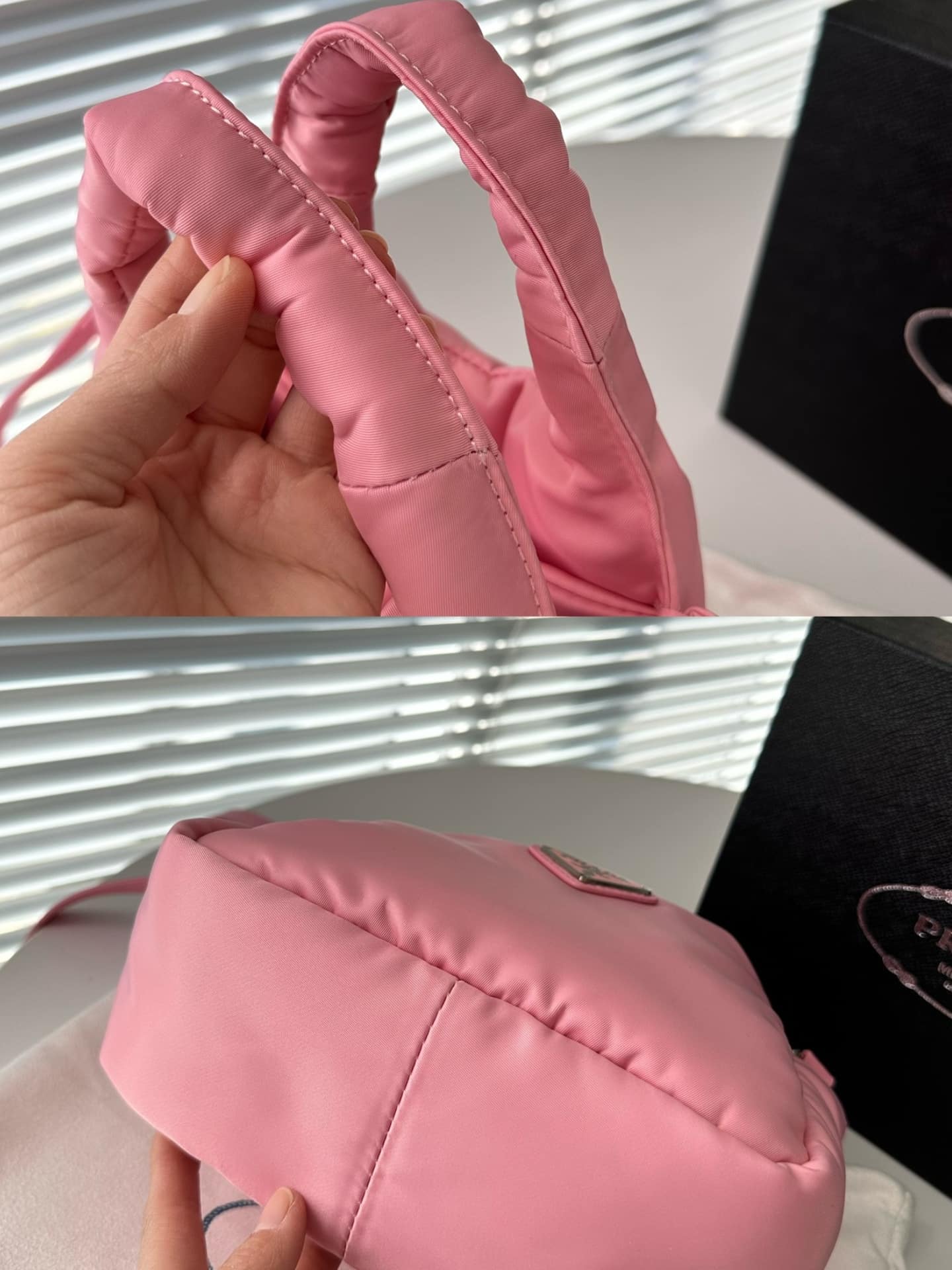 Prada Padded Soft Leather Bag Geranium Pink 19Cm