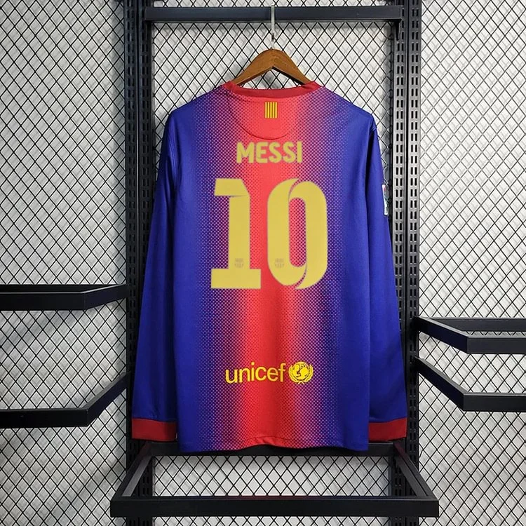 Retro long sleeve Barcelona 2012-13 home MESSI PIQUE XAVI A.INISTA PUYOL DAVID VILLA Football jersey retro