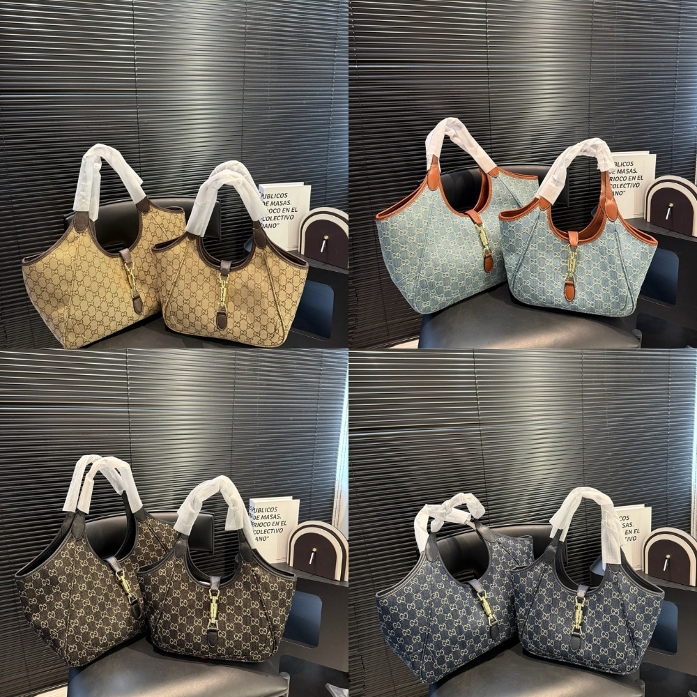 Gucci Mercato Medium Tote Bag GG Canvas Denim Blue 35cm
