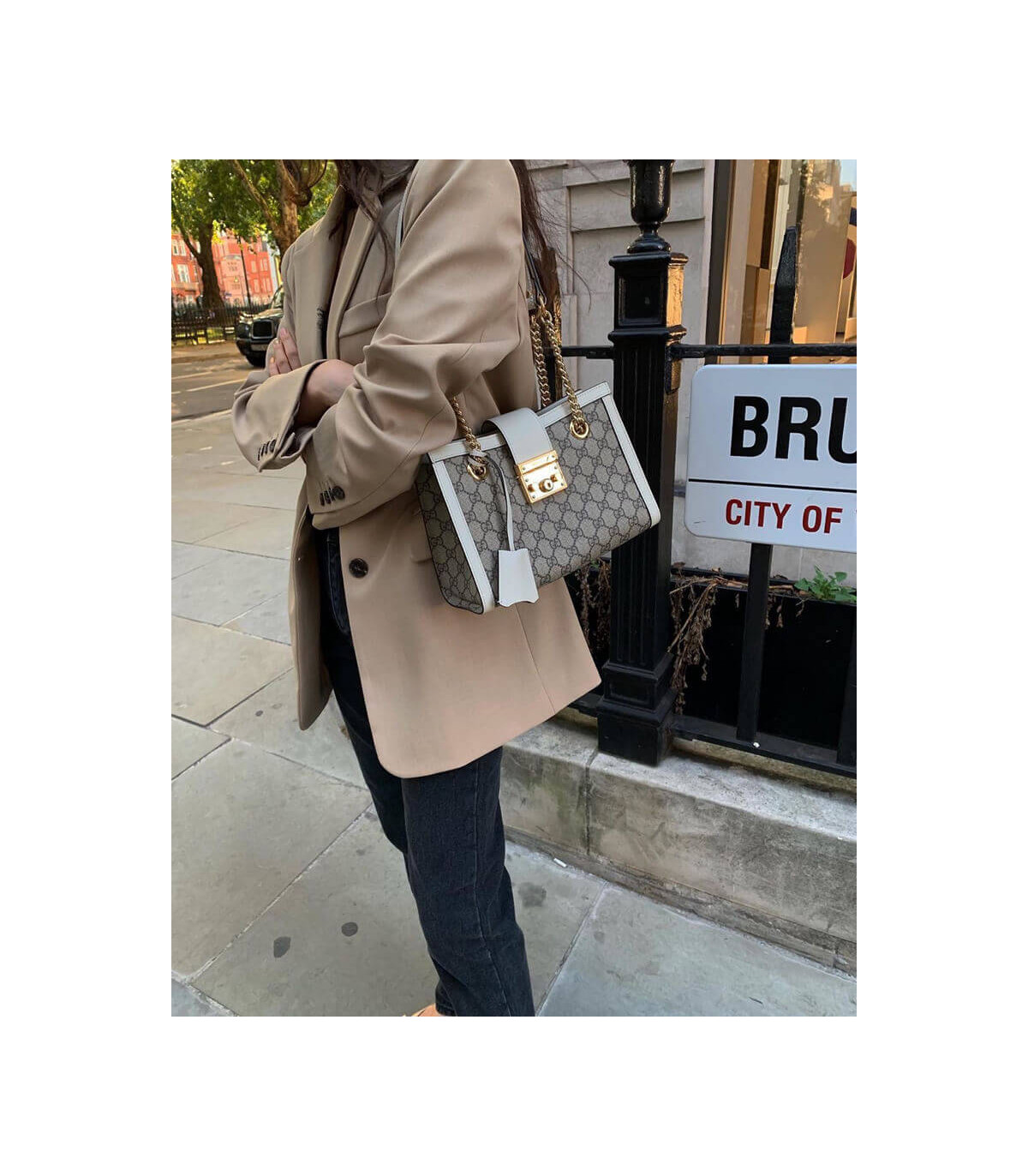 Gucci GG Supreme Padlock Small Shoulder Bag White