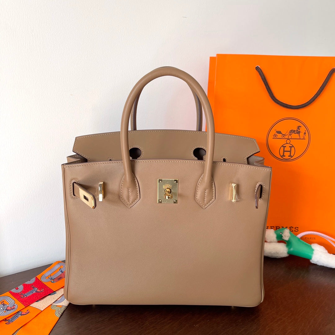 Hermes Birkin 30Cm Beige Swift Leather Gold Hardware