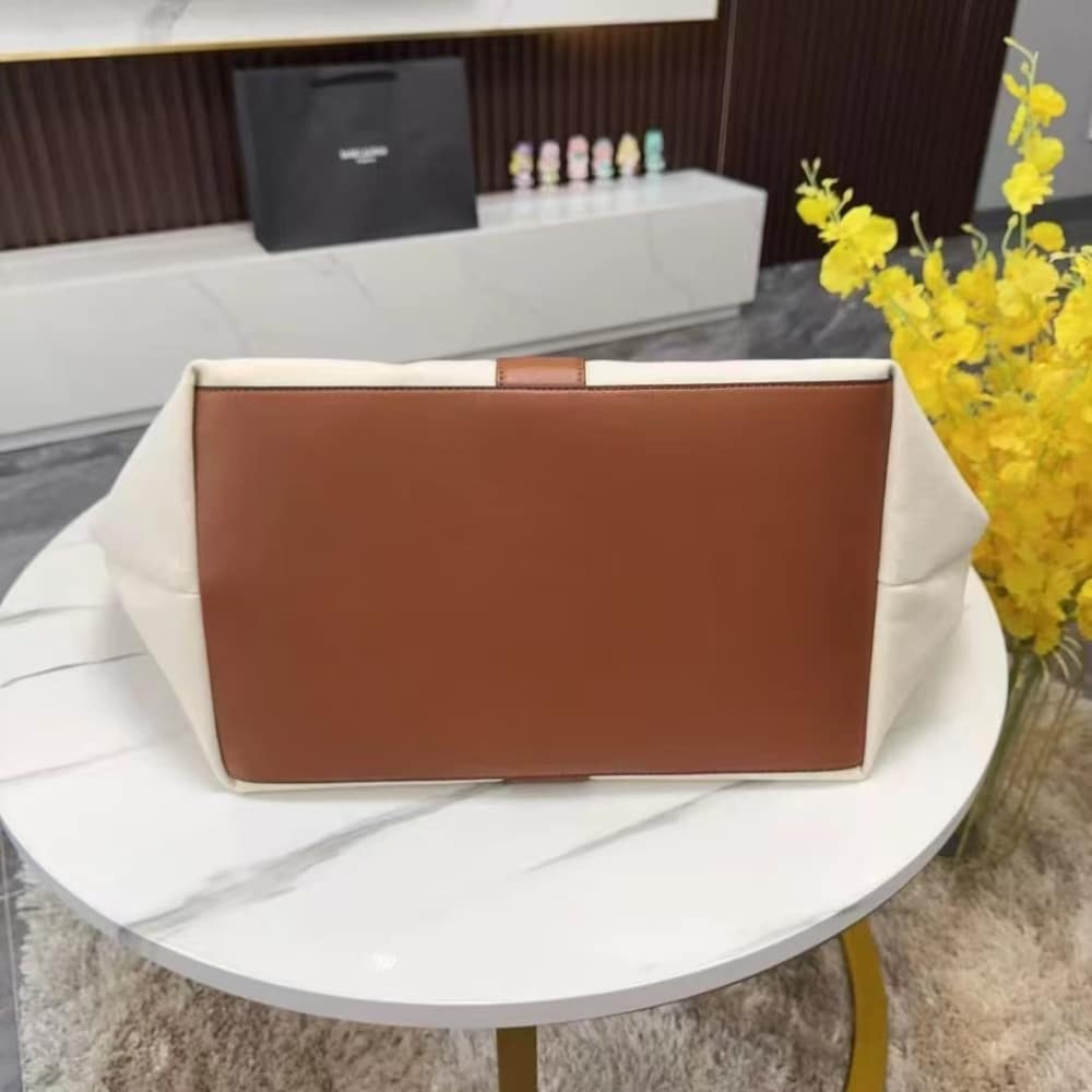 Saint Laurent Y Tote In Leather Bag White