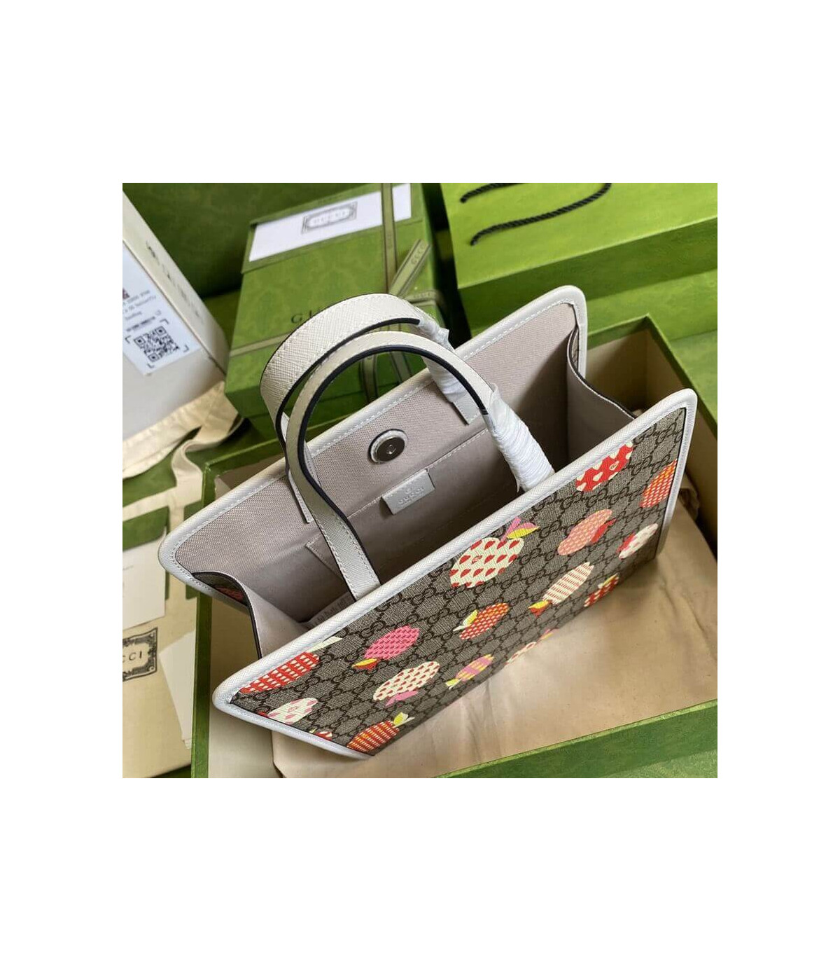 Gucci Children’s GG Heart Apple Pattern Tote