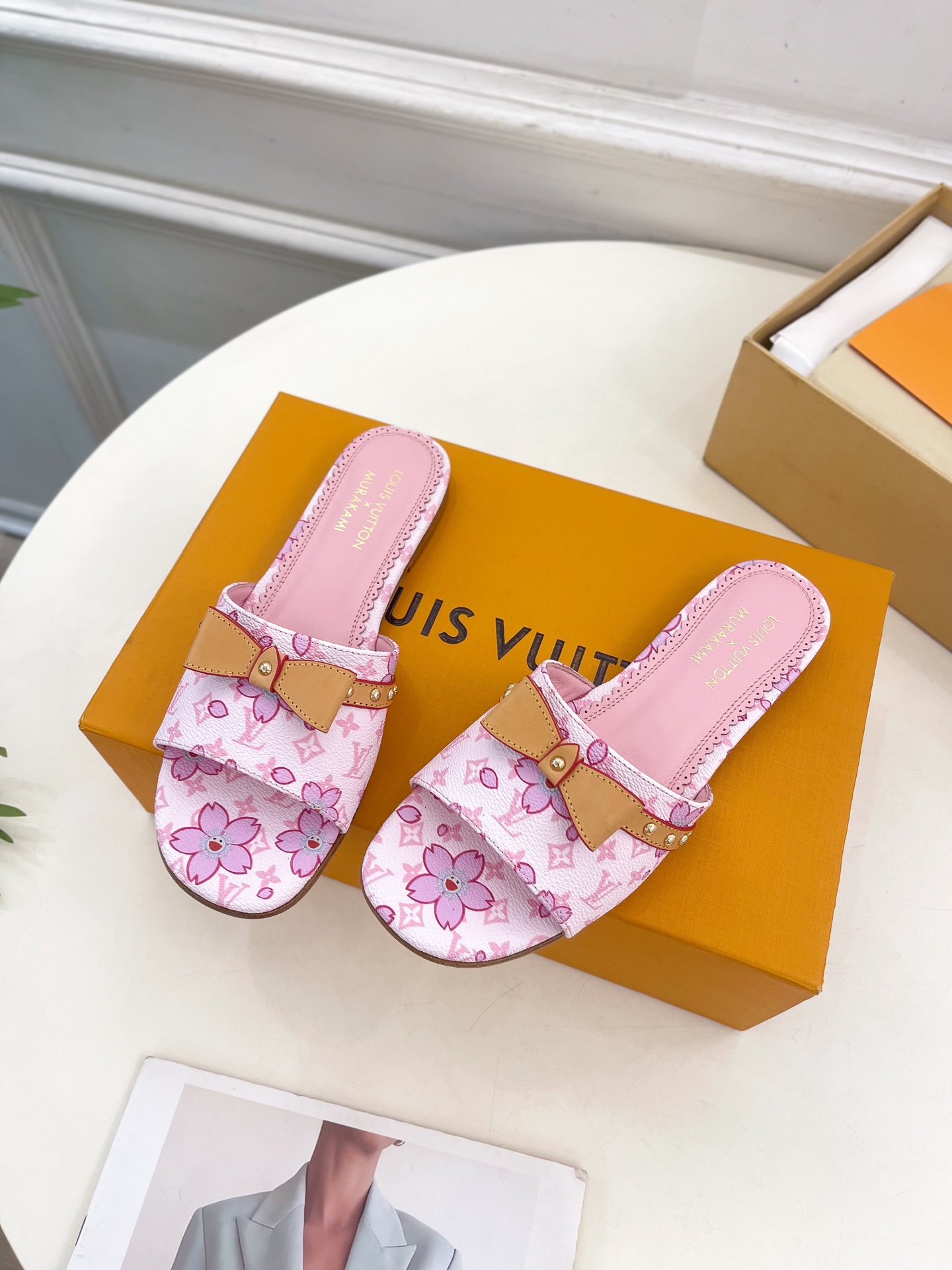 Louis Vuitton x Takashi Murakami Cherry Blossom Flat Slide Sandal