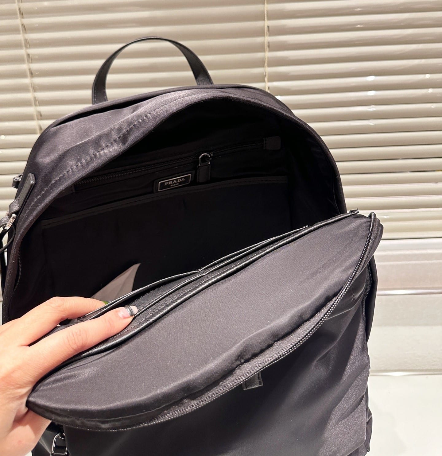 Prada Re Nylon And Saffiano Leather Backpack Black 43Cm