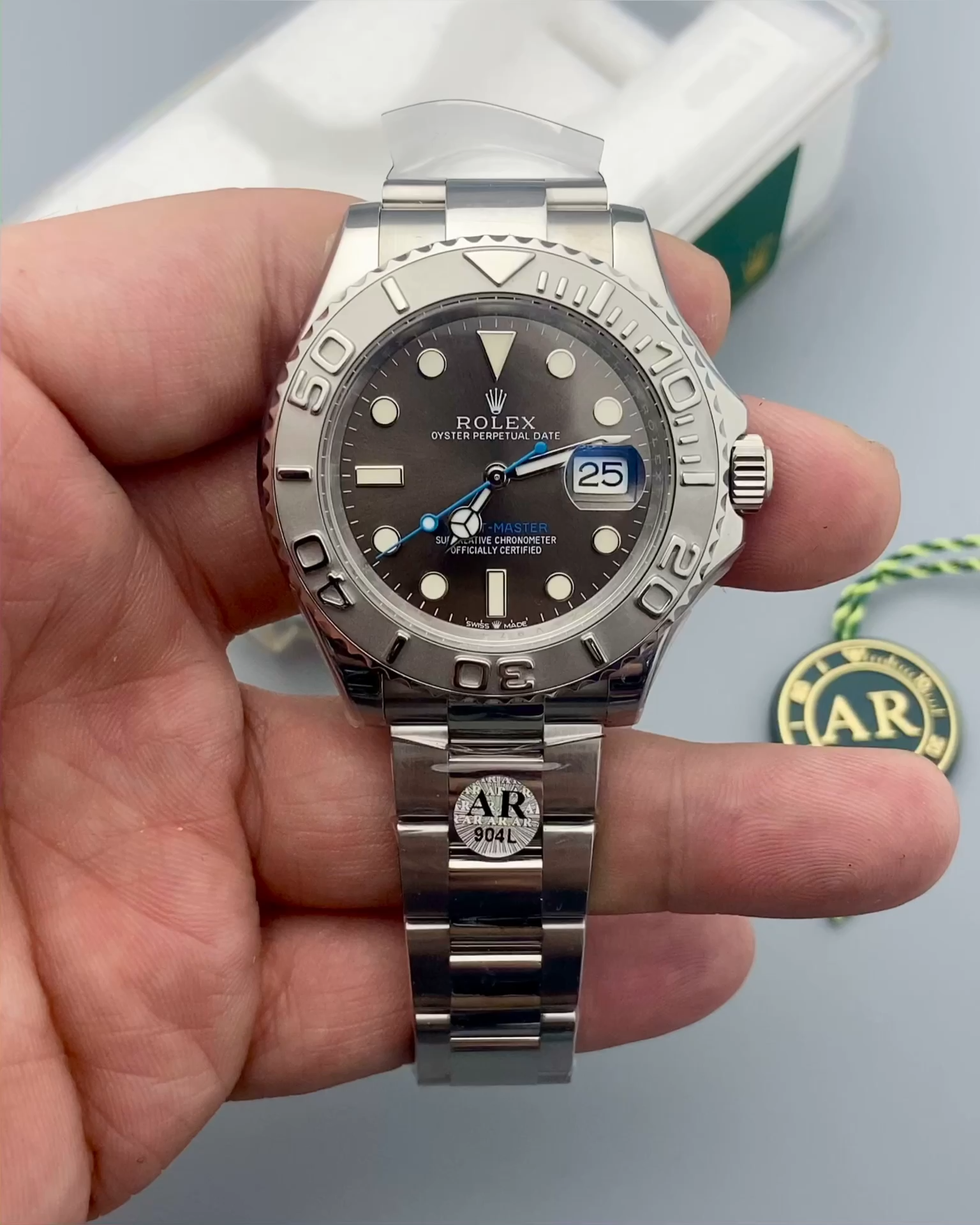 【Super Clone】Rolex Yacht-Master 116622 Stainless Steel Grey Dial 40mm Mens Replica Watch