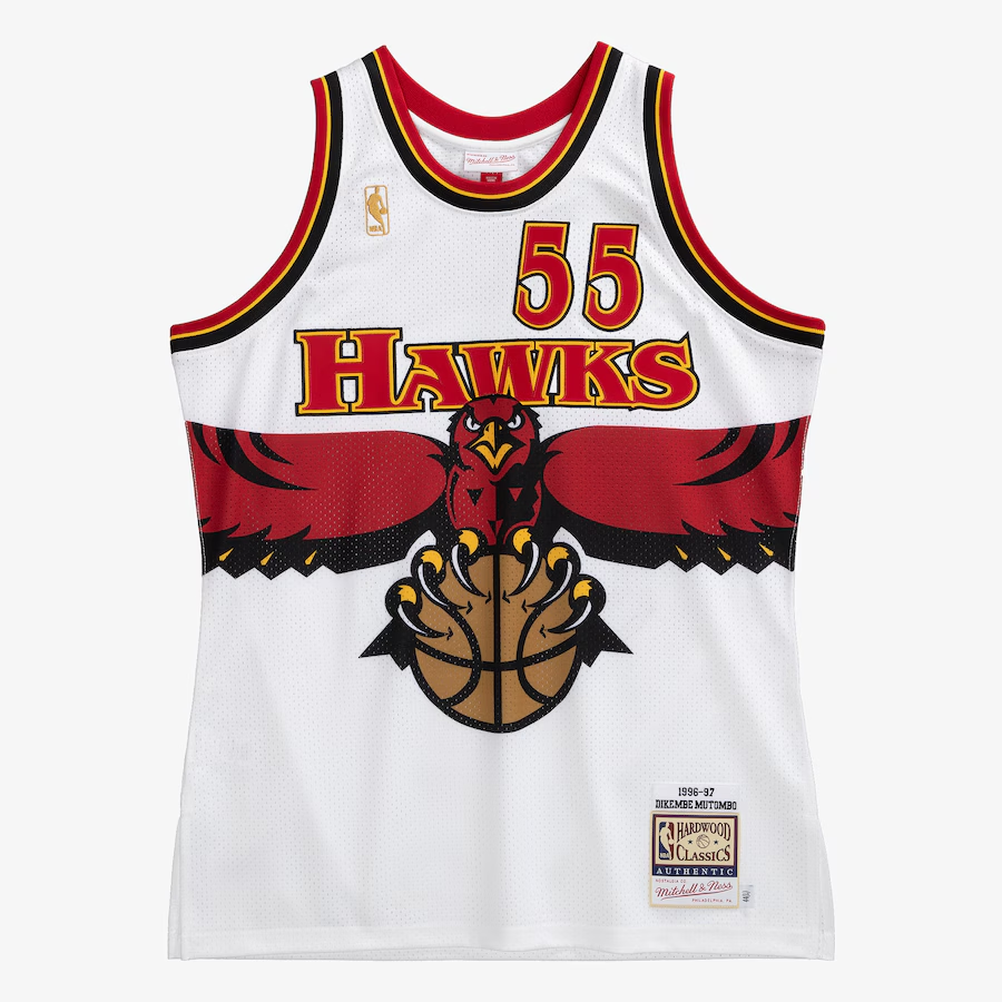 Dikembe Mutombo Atlanta Hawks Mitchell & Ness '96 White Swingman Jersey