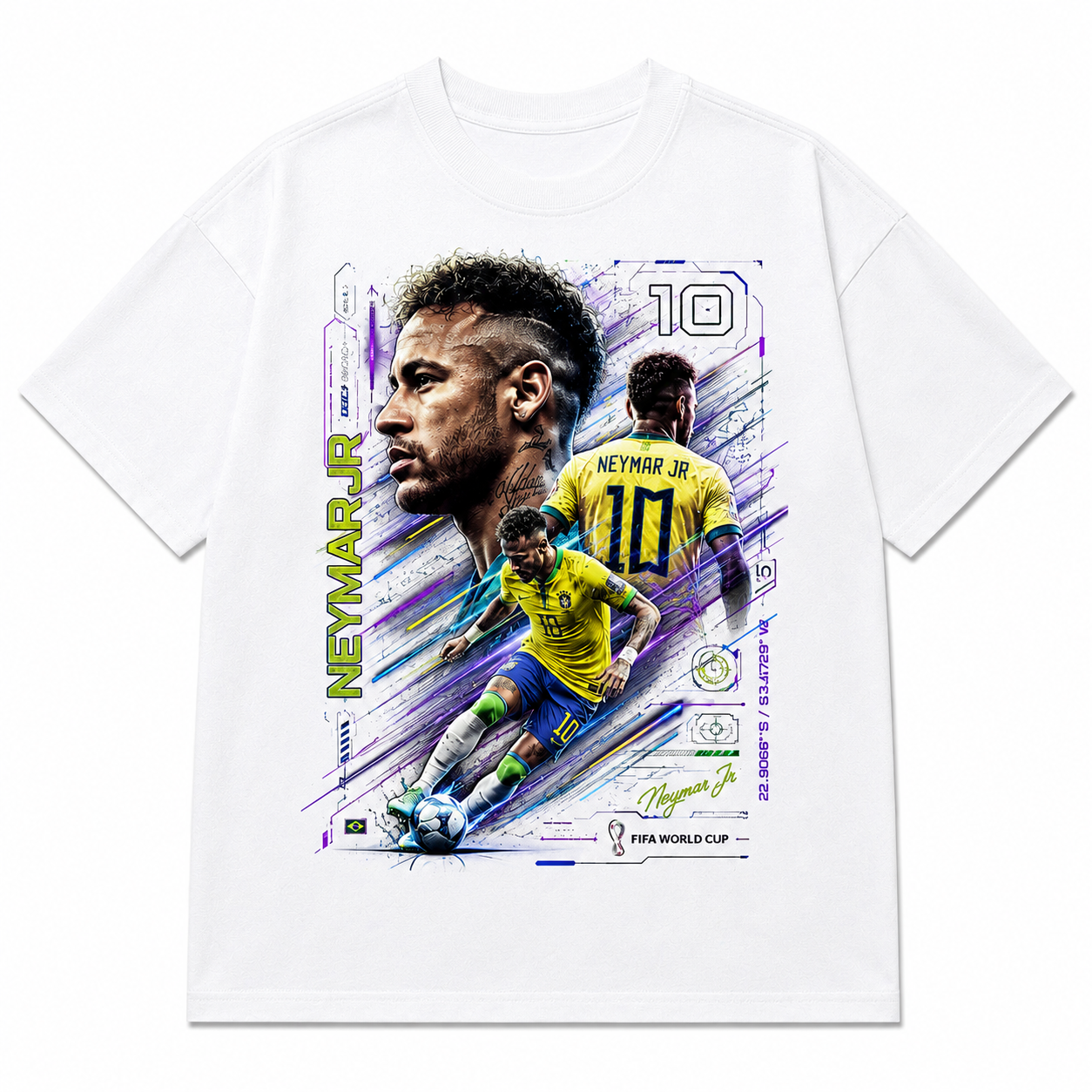 Neymar World Cup Printed T-Shirt  Unisex Loose Fit T-Shirt 100% Cotton Soft Comfortable Summer Casual Printed Top