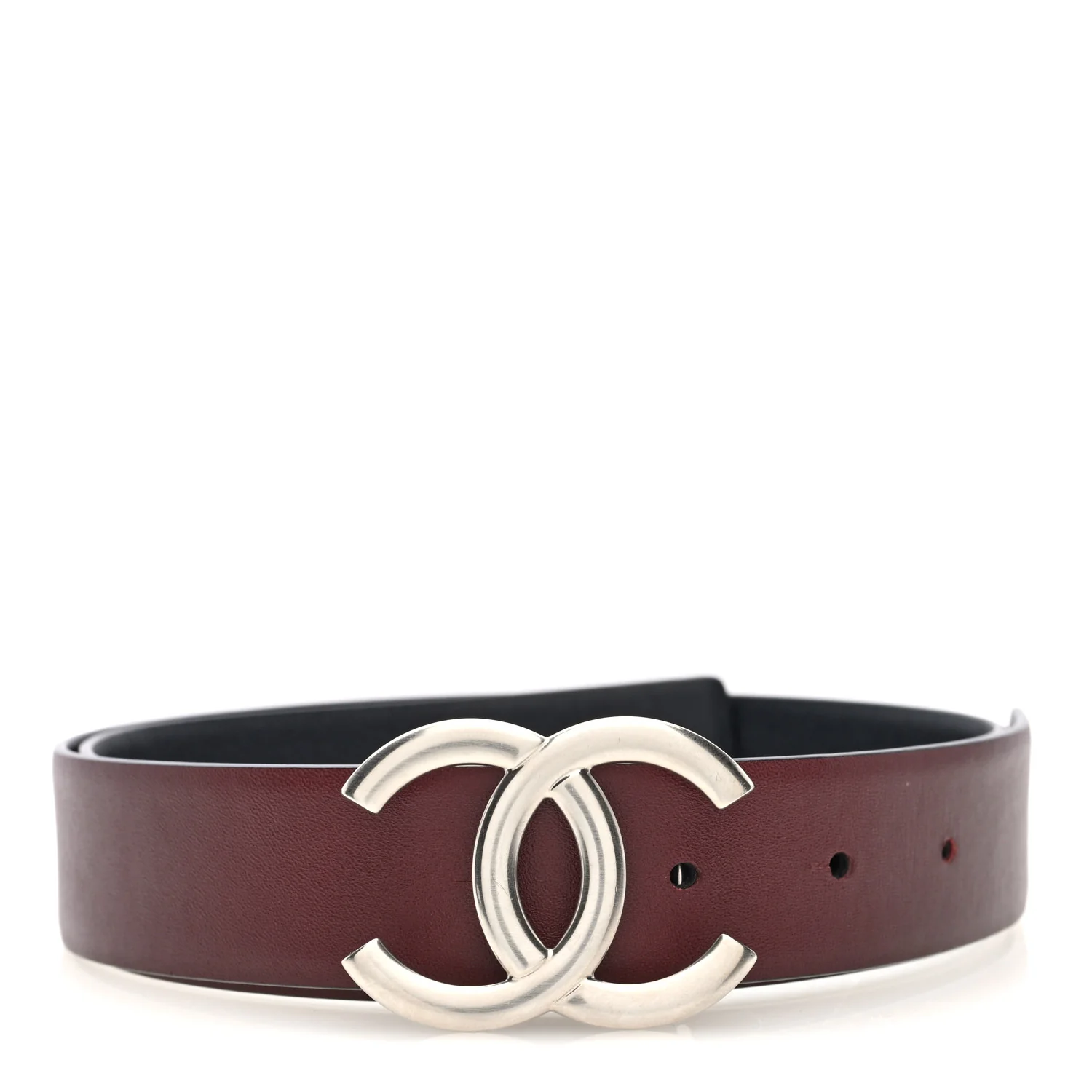 Calfskin CC Reversible Belt 70 Black Burgundy