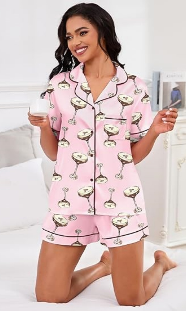 COSYWAY atin Pajamas for Women Set