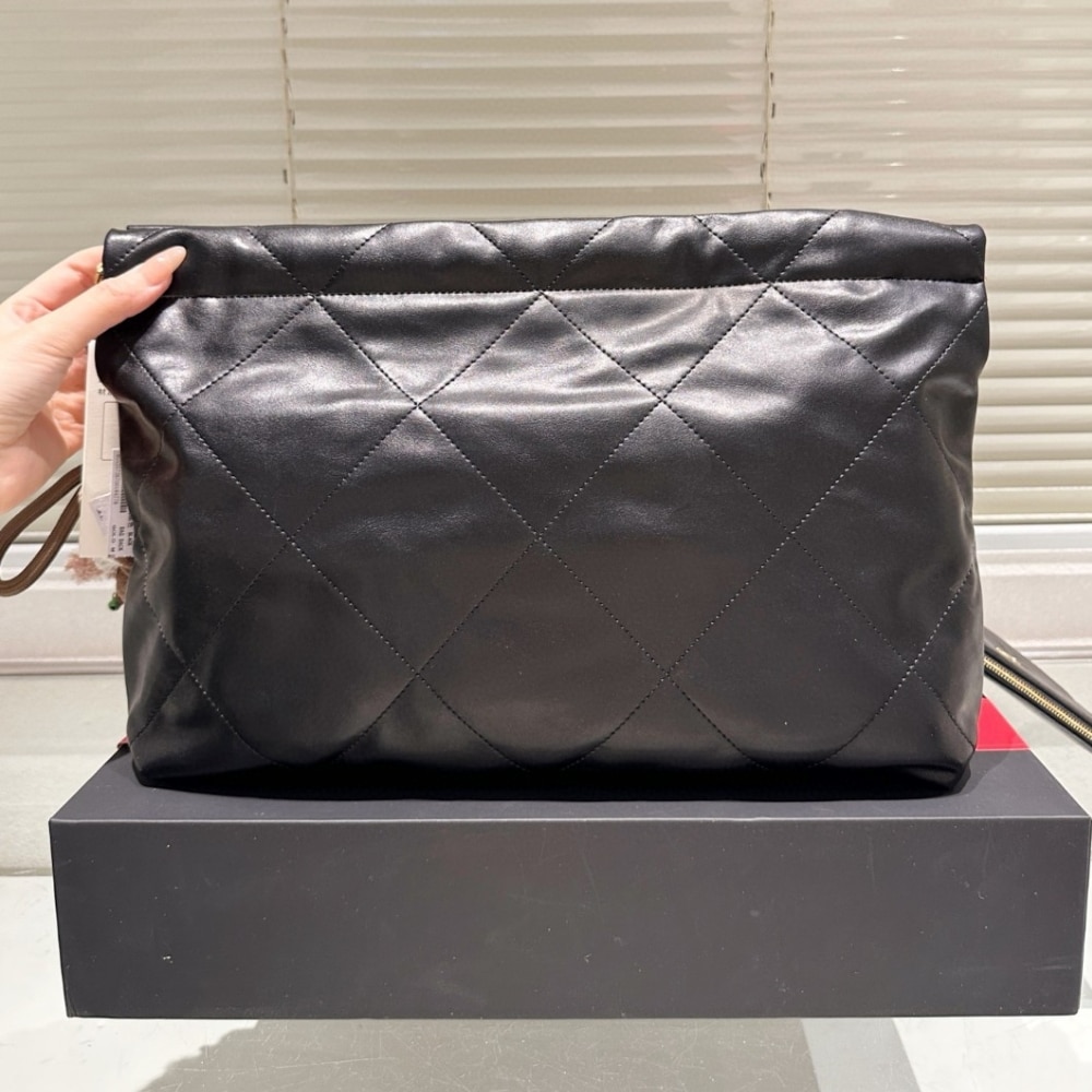 Chanel 22 East West Bag Leather Black 39Cm