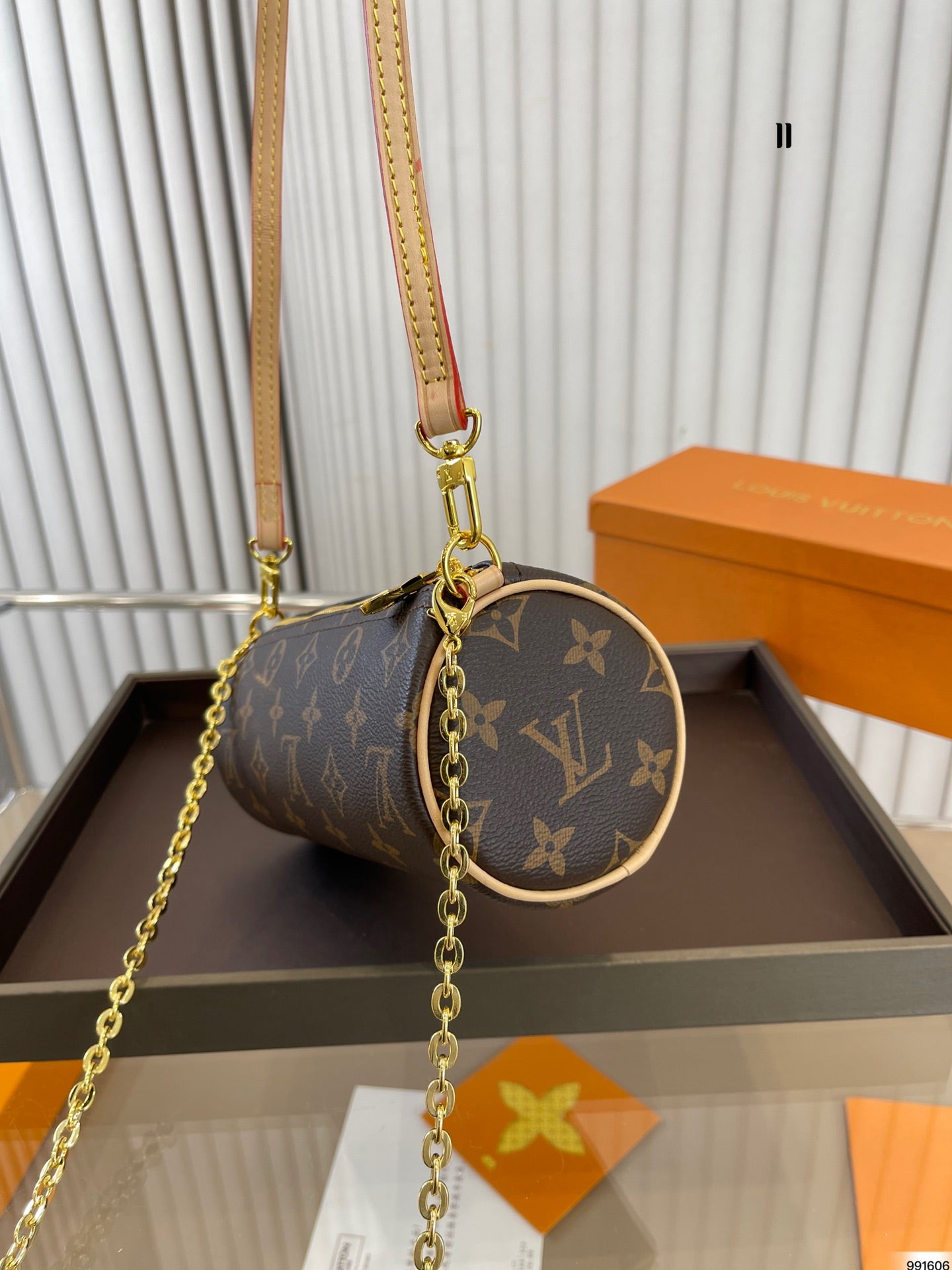 Louis Vuitton Monogram Pochette Papillon Pouch Brown 20Cm