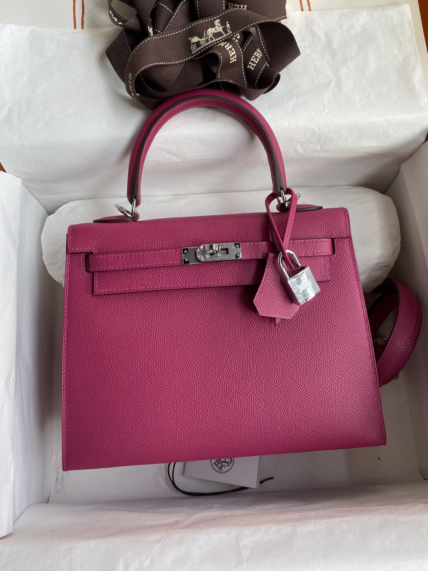 Hermes Kelly 25 Bag In Hot Pink Epsom Leather For Women 25cm/10in