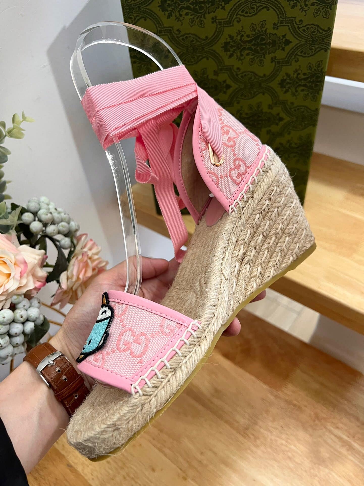 Gucci Women’S Gg Espadrille With Patch Pink