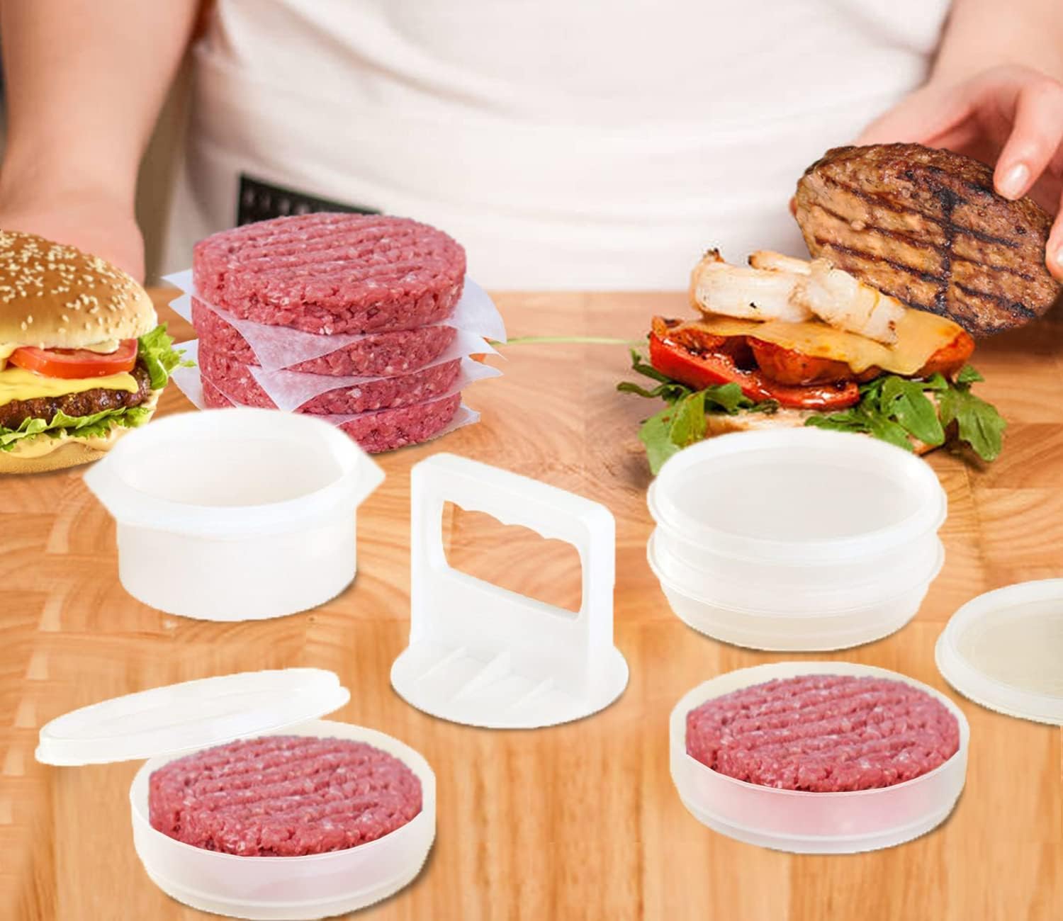 Set Hamburger Patty Mold - Essential Tool to Make hamburger Patties Ideal BBQ Gift For Family