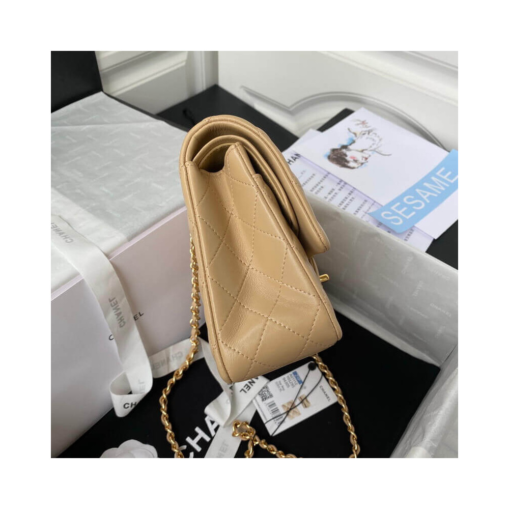 Chanel Classic Flap Bag 25 cm Beige Caviar Gold-Tone Hardware A01112