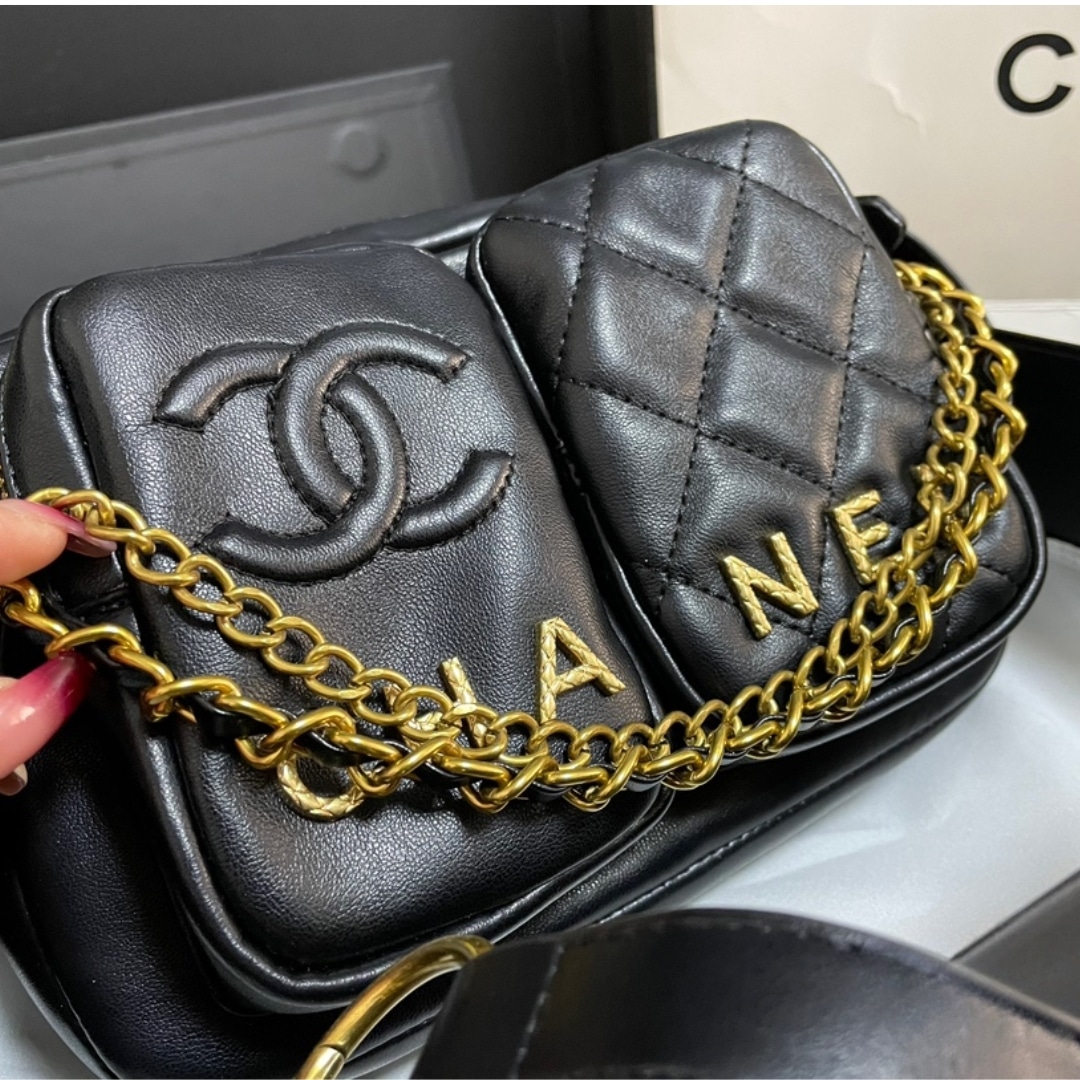 Chanel Quilted Small Camera Case Calfskin Black 22Cm/8.7in