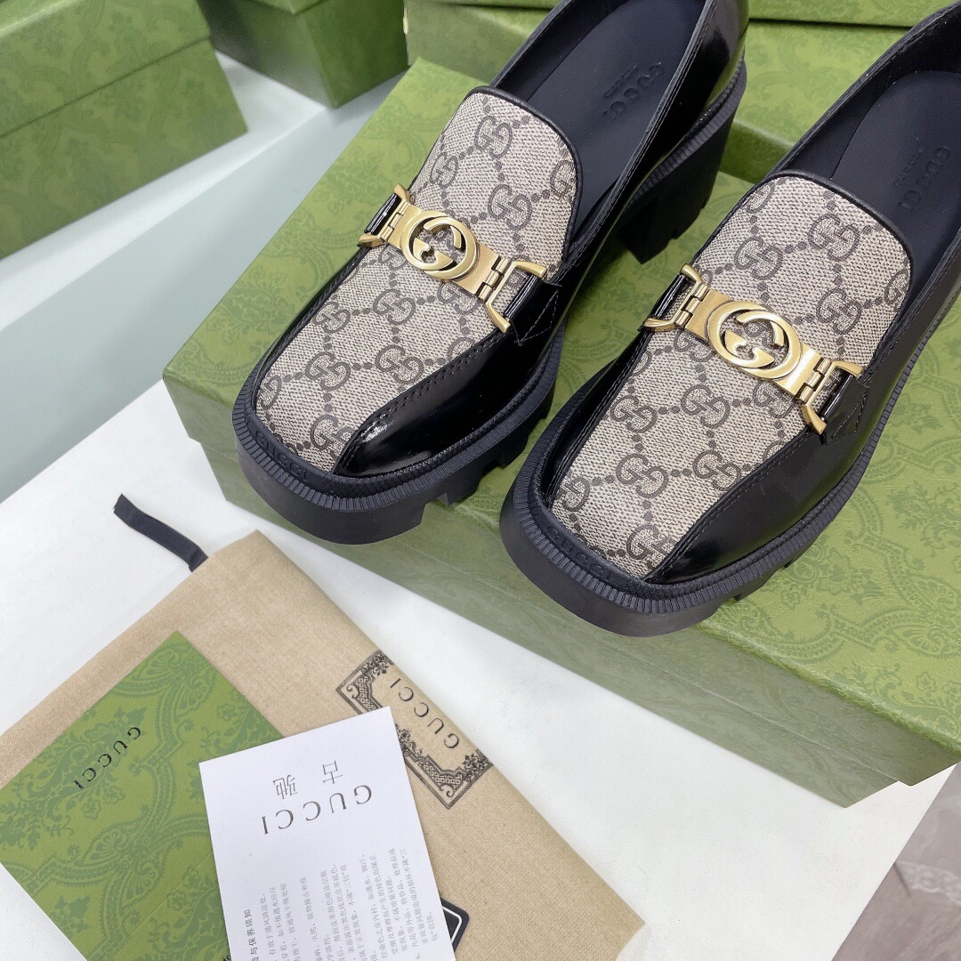 Gucci Ladies Interlocking Double G Loafers 670417 Dksm0 1063