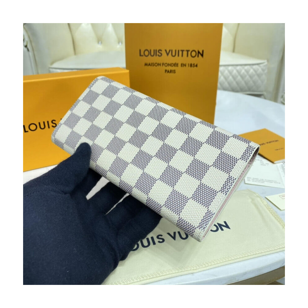 Louis Vuitton Damier Azur Emilie Wallet Pink