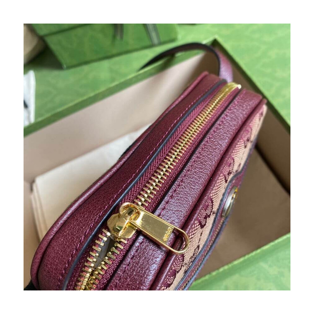 Gucci Ophidia Mini Bag With Web Burgundy