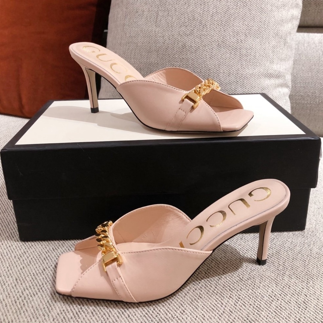 Gucci Sylvie Chain Mule Sandals Pink