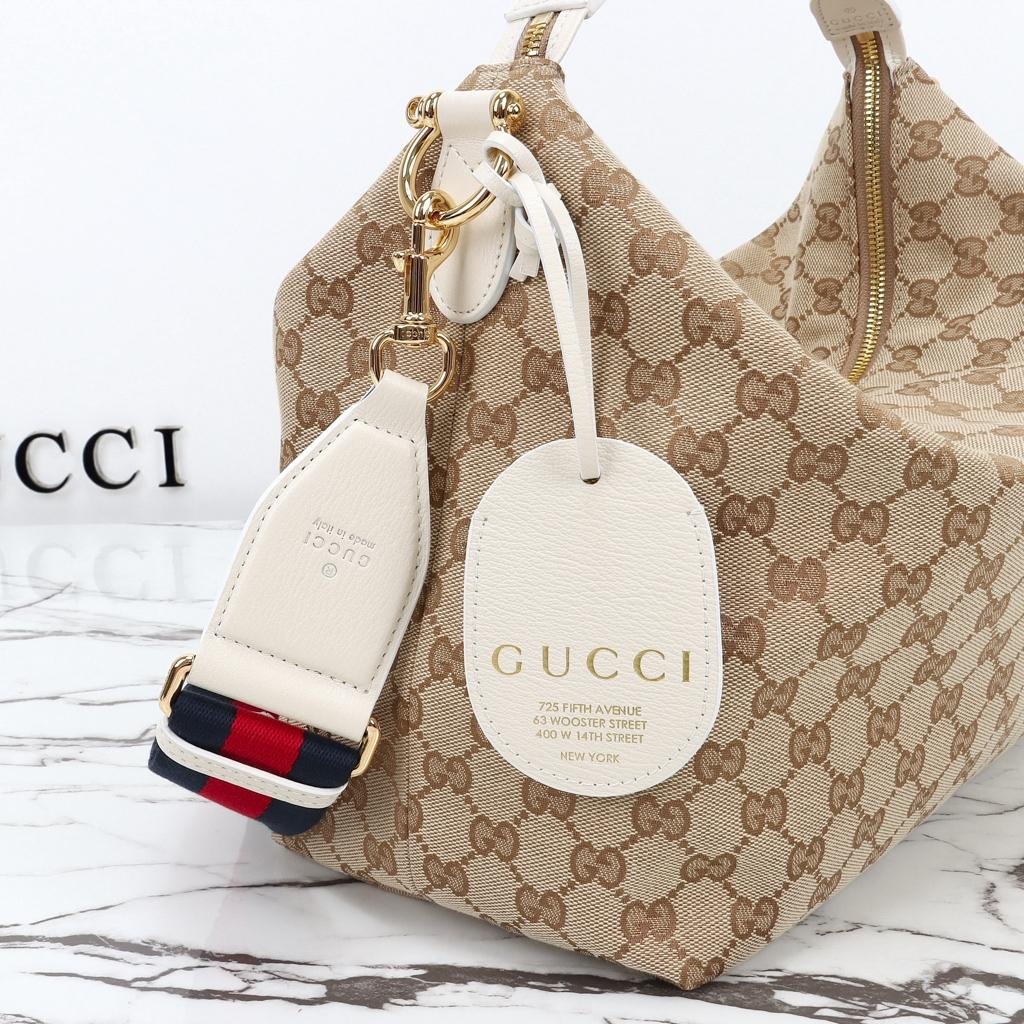 Gucci Brera Medium Crossbody Bag 33cm/13in Sand And Dark Brown GG Canvas A00B4O