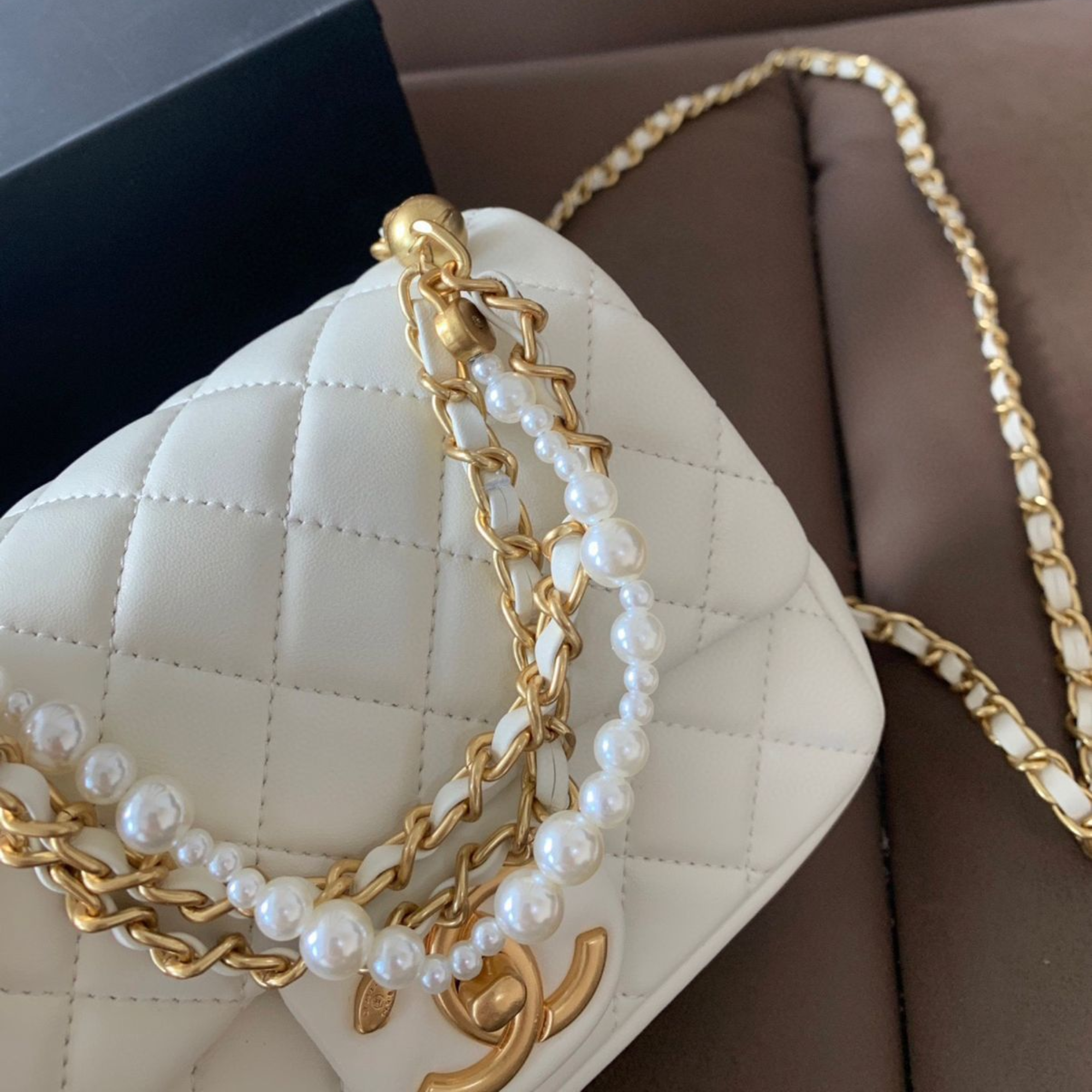Chanel Mini Flap White Bag 22cm/8.9in