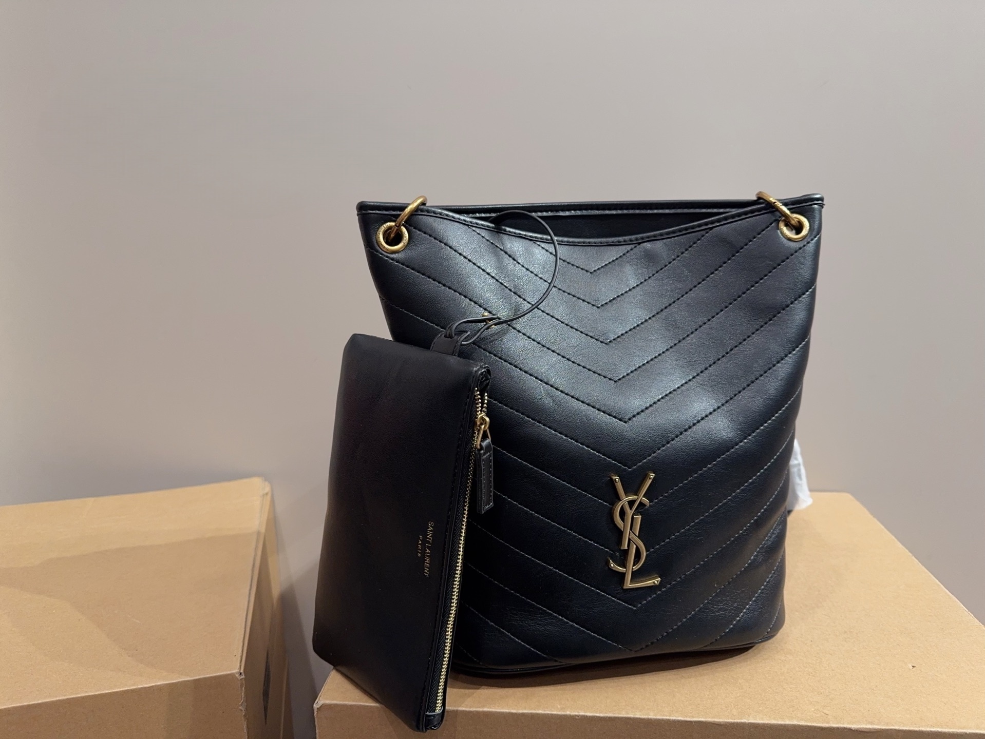 YSL Leather Bucket Bag