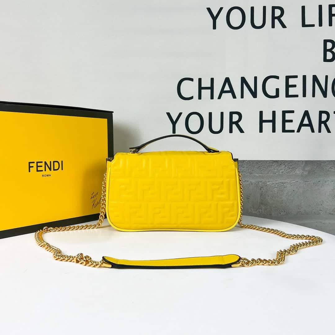 Fendi Bag Nappa Leather Bag Yellow 24Cm/ 9.4in