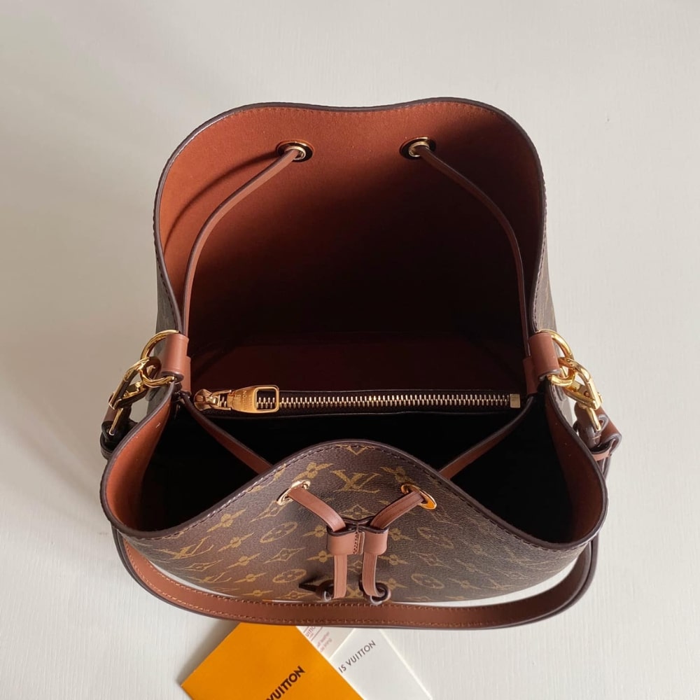 Louis Vuitton Néonoé MM Monogram Canvas Bucket Bag Caramel Brown 26cm M44887