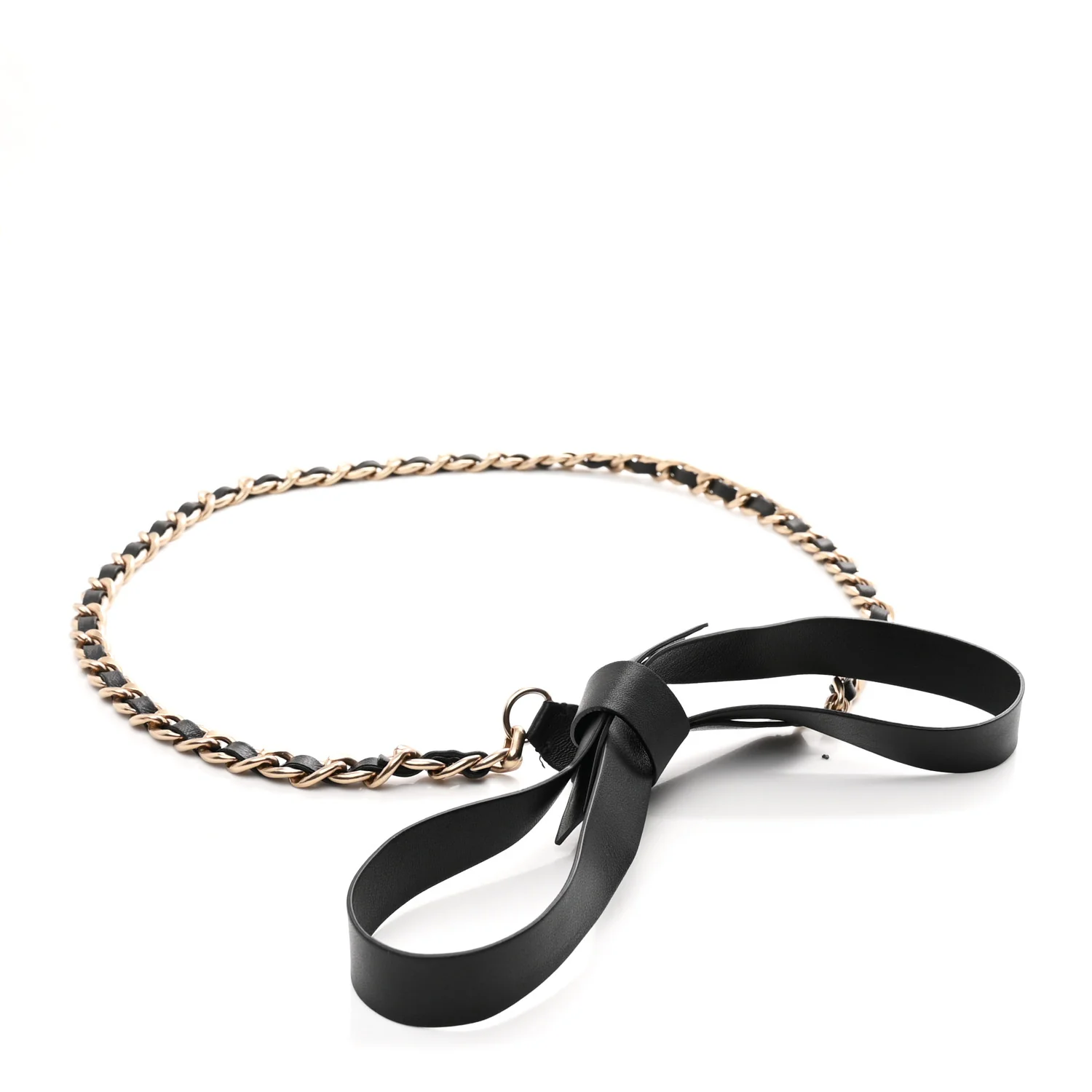 Lambskin Chain CC Bow Belt L Black