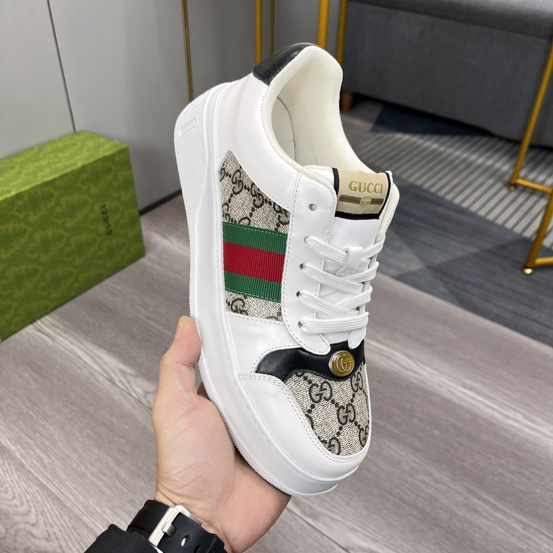 Gucci Screener Sneaker Gg Canvas With Web White
