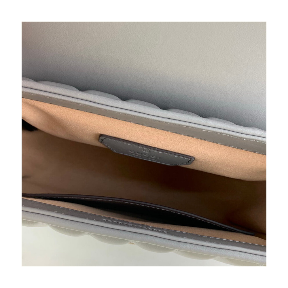 Gucci GG Marmont Grey Matelasse Leather Mini Top Handle Bag