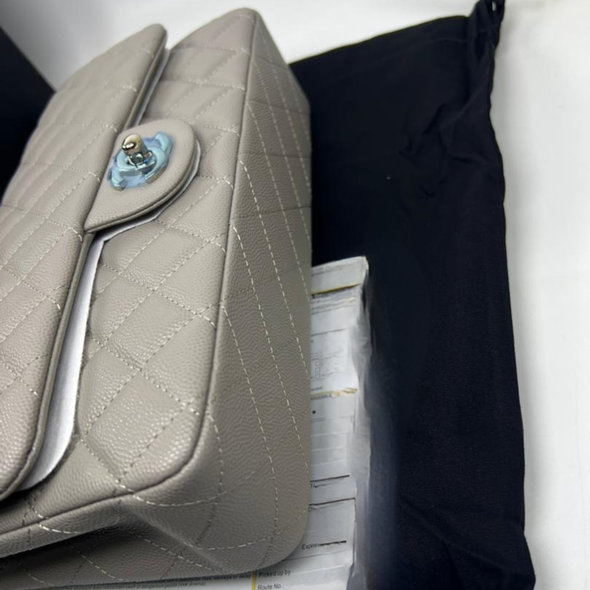 Chanel Classic Flap Bag 25 cm Grey Silver- Tone Hardware A01112