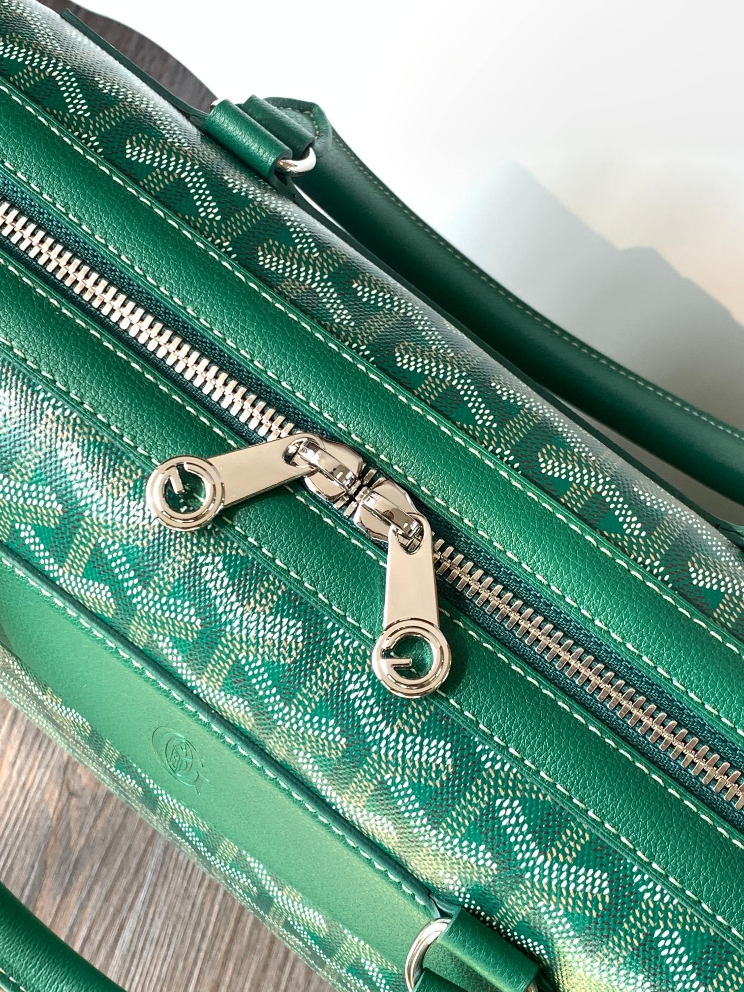 Goyard Cisalpin Document Case 39 Cm Green Goyardine Canvas And Calfskin