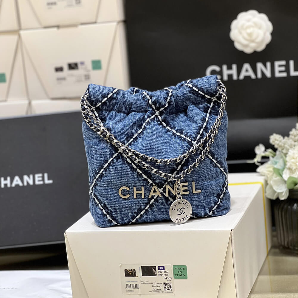 Chanel 22 Mini Handbag in Stitched Denim