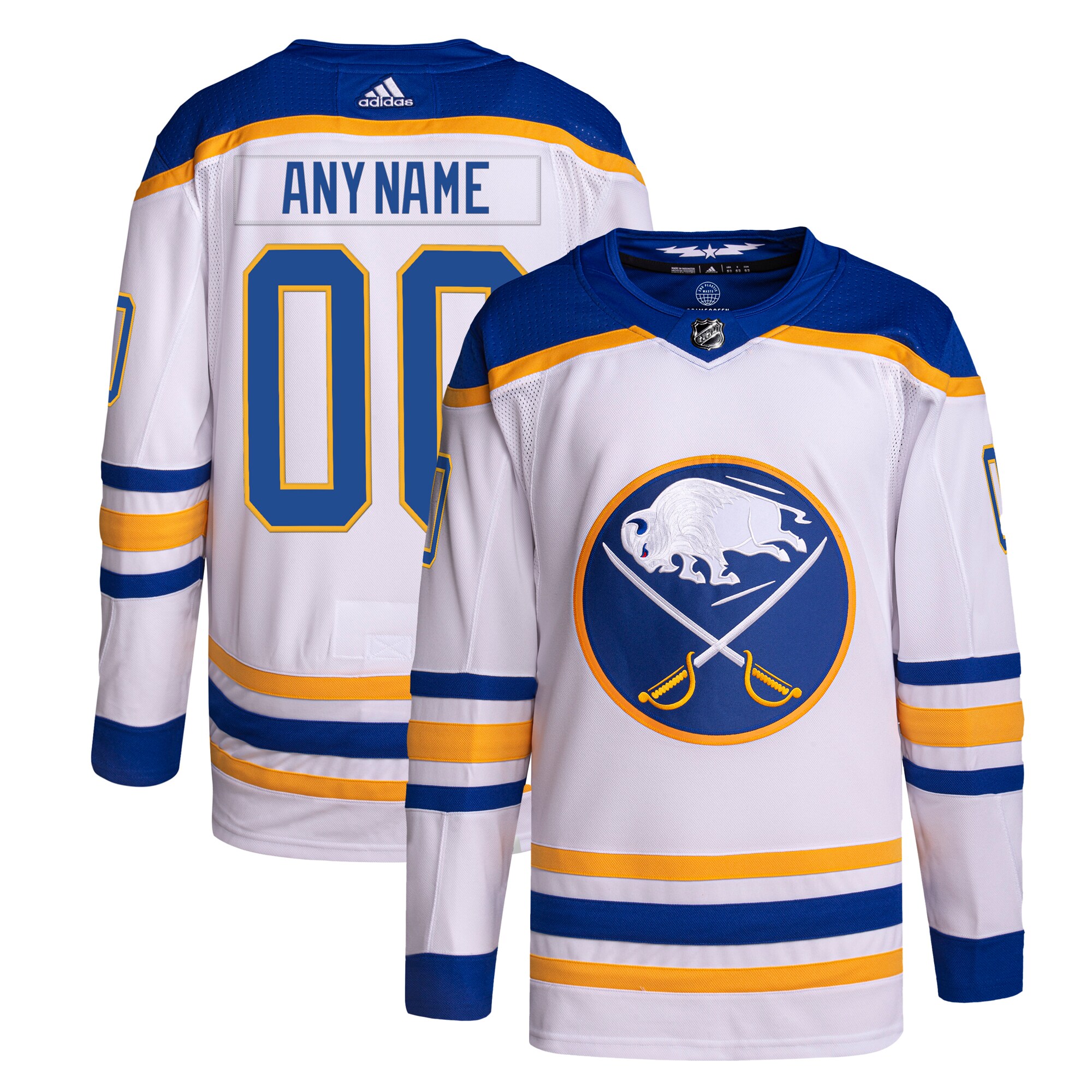 Buffalo Sabres adidas  Away  Primegreen Authentic Custom Jersey – White