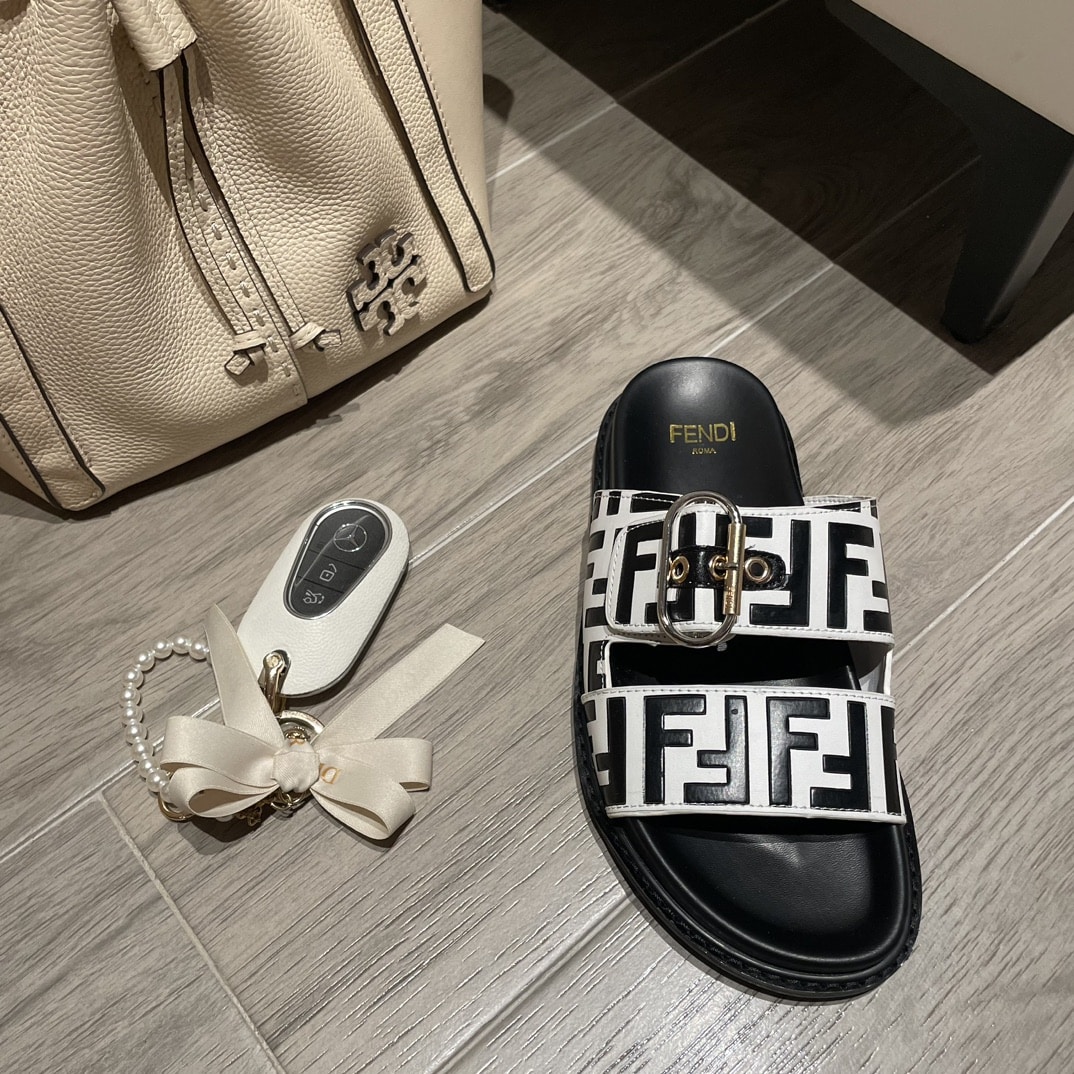 Fendi Ff Double Band Slide Black