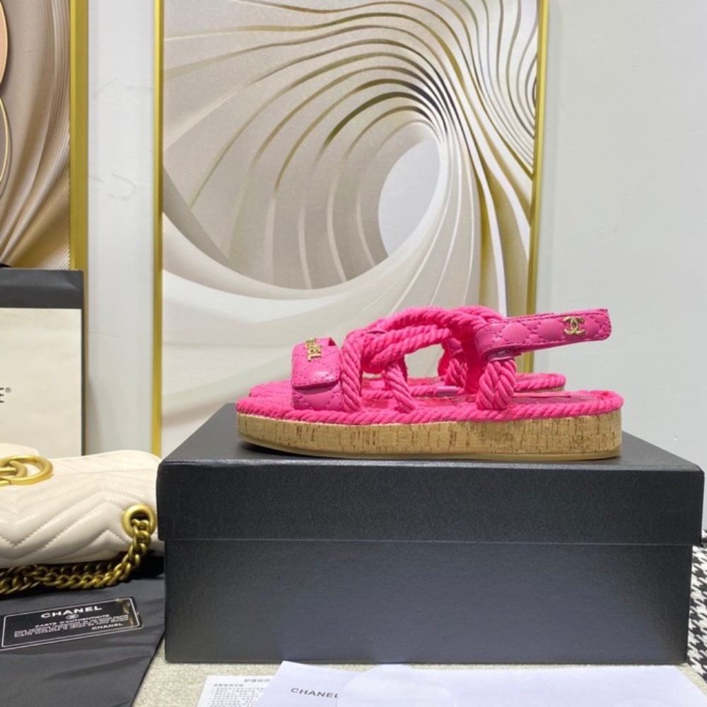Chanel Rope Sandals Strap Pink